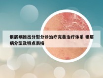 银屑病推出分型分诊治疗完善治疗体系 银屑病分型及特点表格