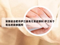 安徽省合肥市庐江县有几家皮肤科 庐江有个有名的皮肤医院
